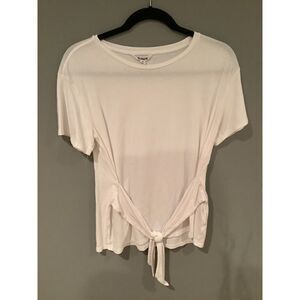 BB DAKOTA top tie front short sleeve tee white Sz Medium